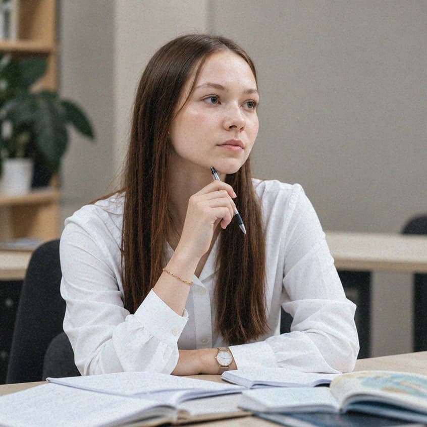 Ученица за учебниками